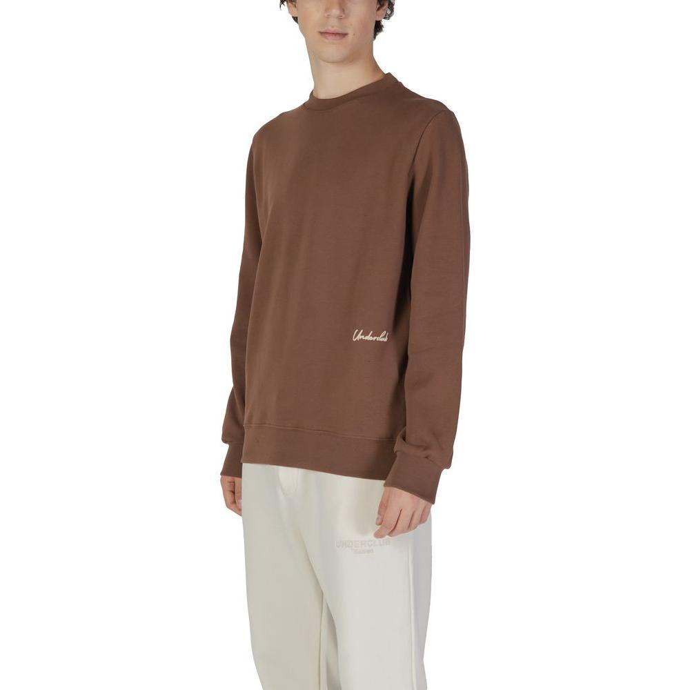 Underclub Brown Cotton Men's Sweatshirt, Fall/Winter Collection, 100% Cotton, Model Wearing Casual Style.