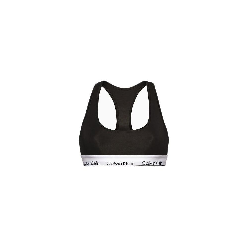 Calvin Klein black cotton underwear bra with elastic band, comfortable fit and minimalist design for women.