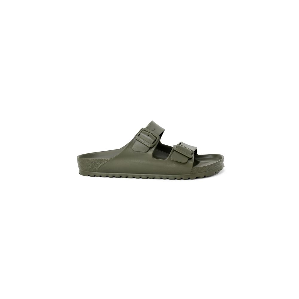 Men's Birkenstock green plastic sandal, spring/summer collection, featuring durable construction and stylish design.