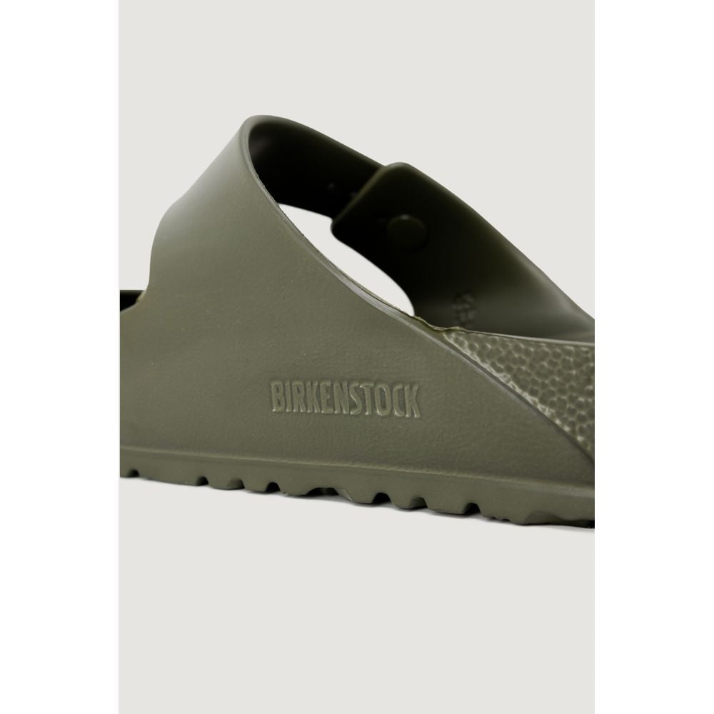 Birkenstock green plastic sandal for men, spring/summer collection, featuring durable 100% plastic composition.