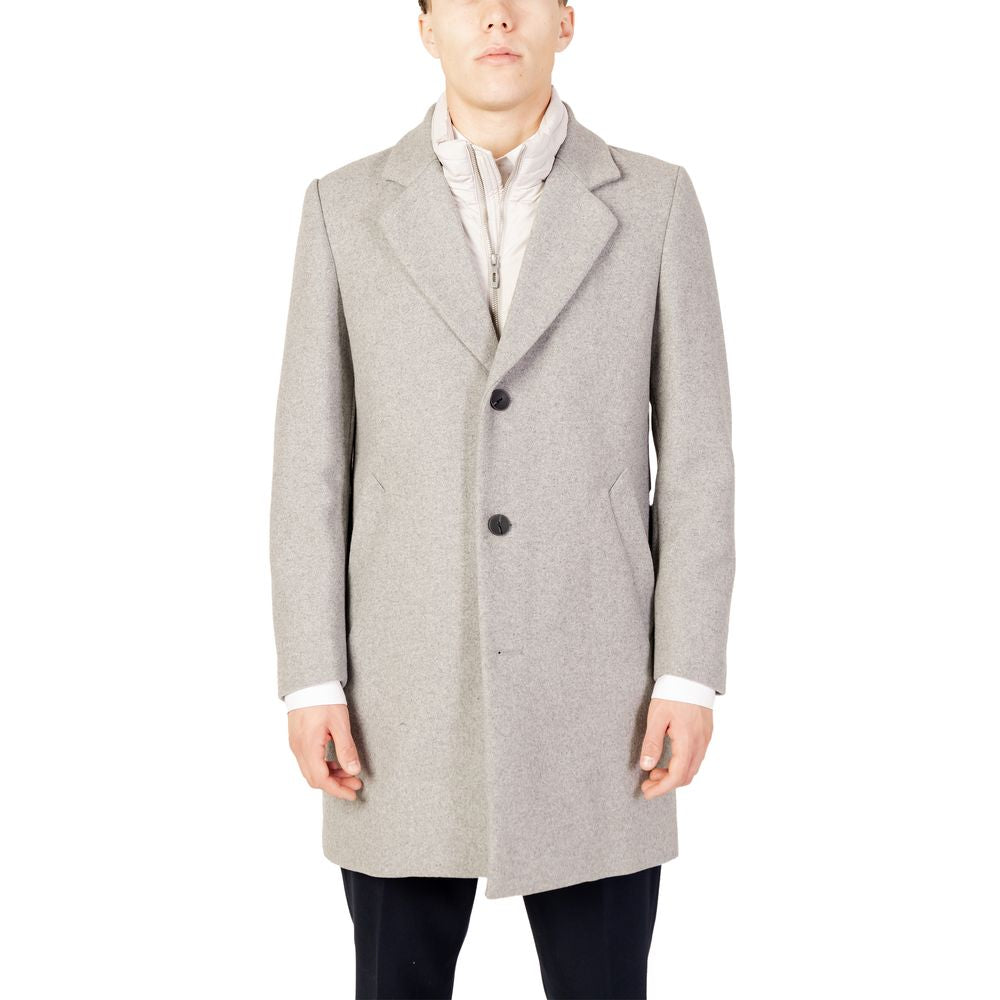 Antony Morato gray polyester autumn/winter jacket for men, front view, with button closure.
