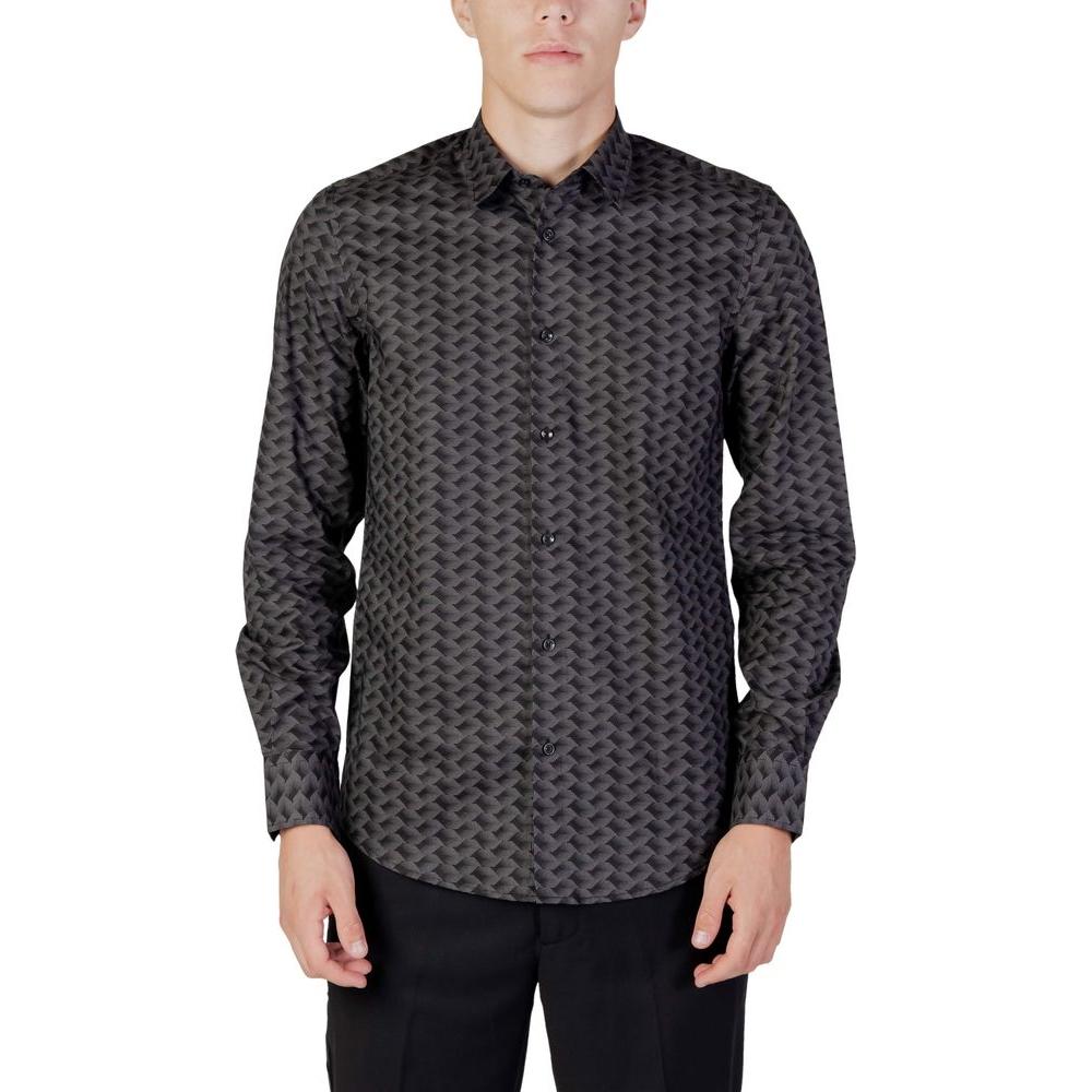 Antony Morato gray cotton long sleeve men's shirt for autumn/winter collection, 100% cotton, stylish pattern.