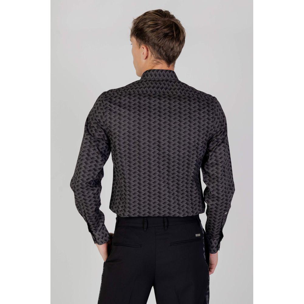 Back view of Antony Morato gray cotton shirt, men's long sleeve, from Autumn/Winter collection, made of 100% cotton.