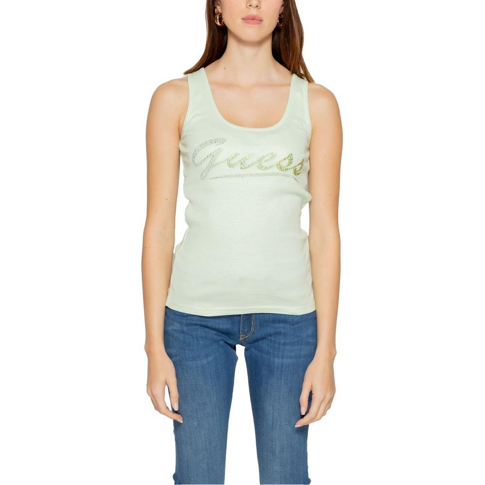 Guess Turquoise Cotton Tops & T-Shirt Guess Light Gray