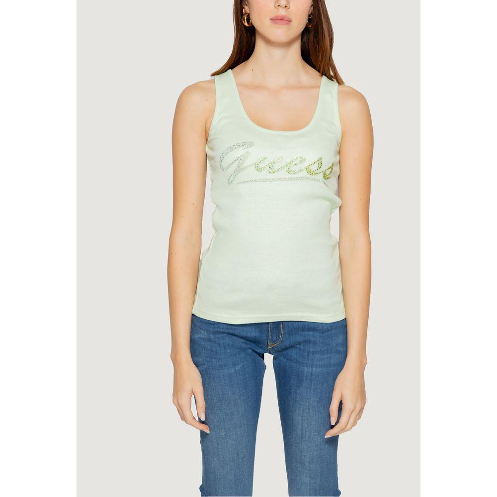 Guess Turquoise Cotton Tops & T-Shirt Guess Light Gray