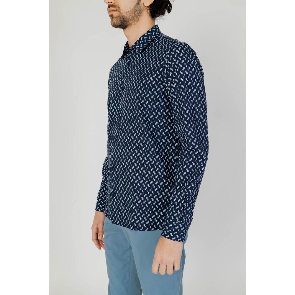 Antony Morato Blue Viscose Shirt Antony Morato Light Gray