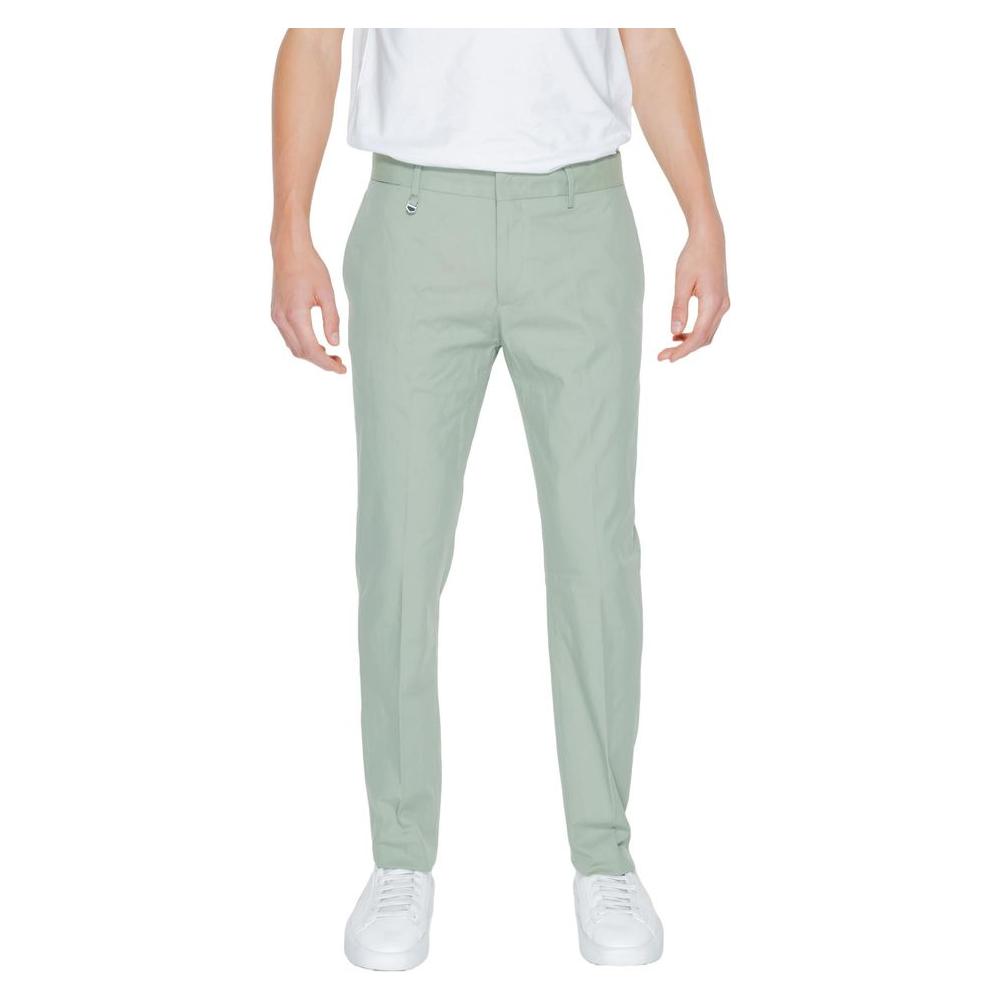 Antony Morato green cotton blend men's suit trousers, perfect for spring/summer fashion, featuring a comfortable fit and elegant design.