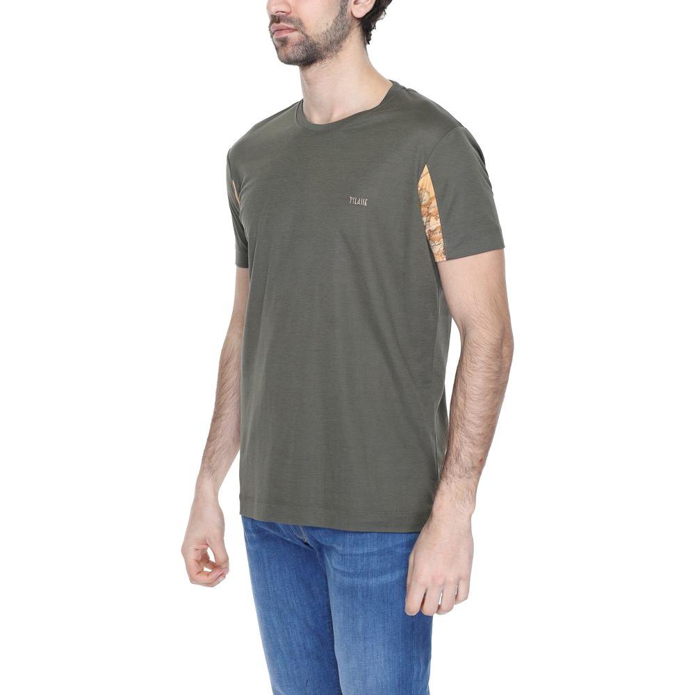 Alviero Martini Prima Classe men's green viscose T-shirt, part of the Spring/Summer collection, featuring a 50% VI and 50% PA composition.