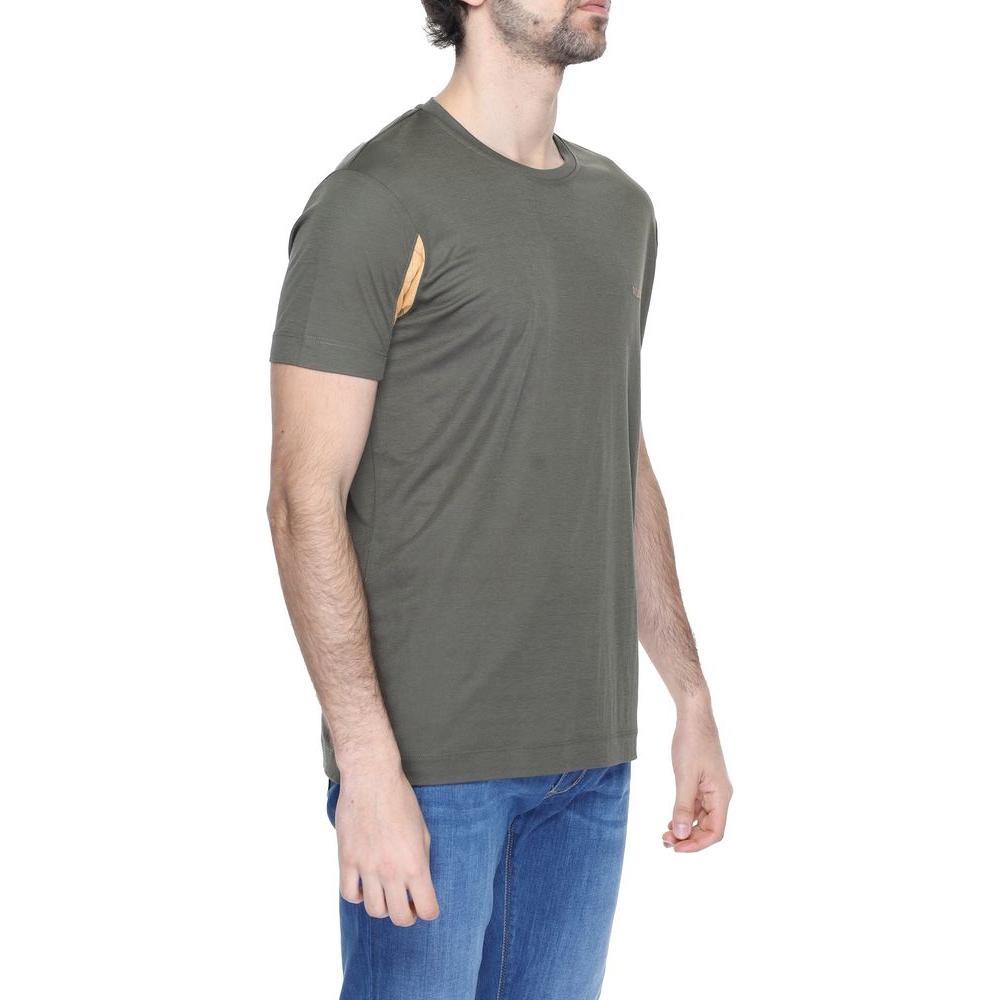 Alviero Martini Prima Classe green viscose men's t-shirt for spring/summer collection, 50% viscose, 50% polyamide.