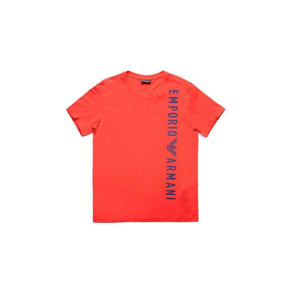 Emporio Armani Underwear red cotton t-shirt for men with logo, ideal for casual summer outings.