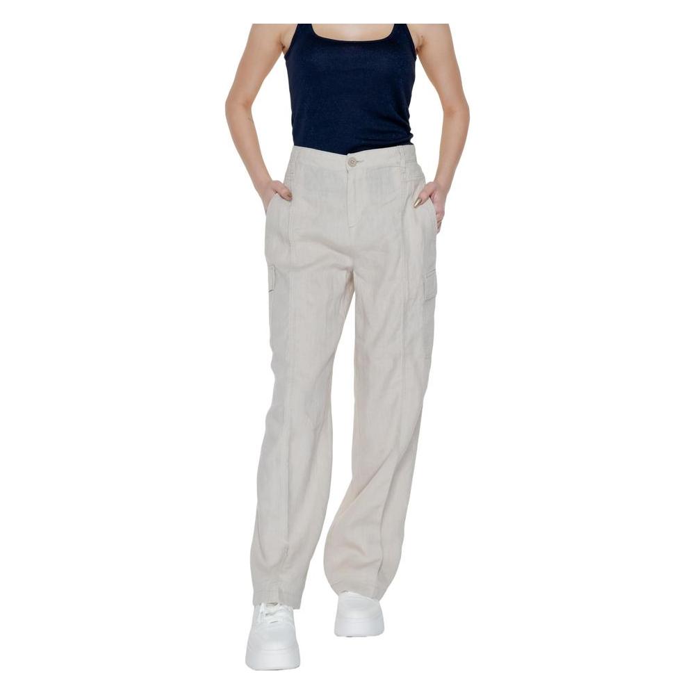 Street One Beige Linen Jeans & Pant Street One Gray