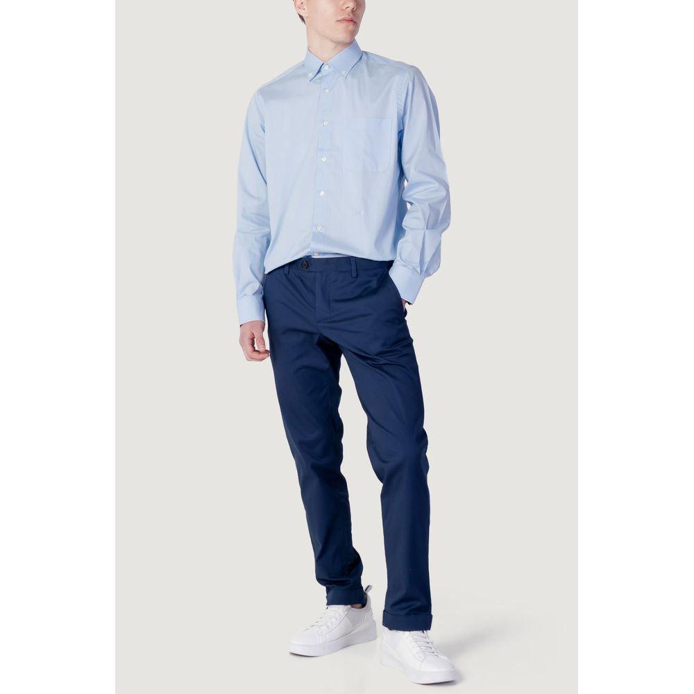 Alviero Martini Prima Classe Blue Cotton Shirt Alviero Martini Prima Classe Light Gray