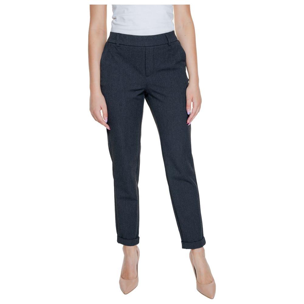 Vero Moda gray polyester women's regular pants, spring/summer collection, featuring a comfortable fit with 62% polyester fabric.