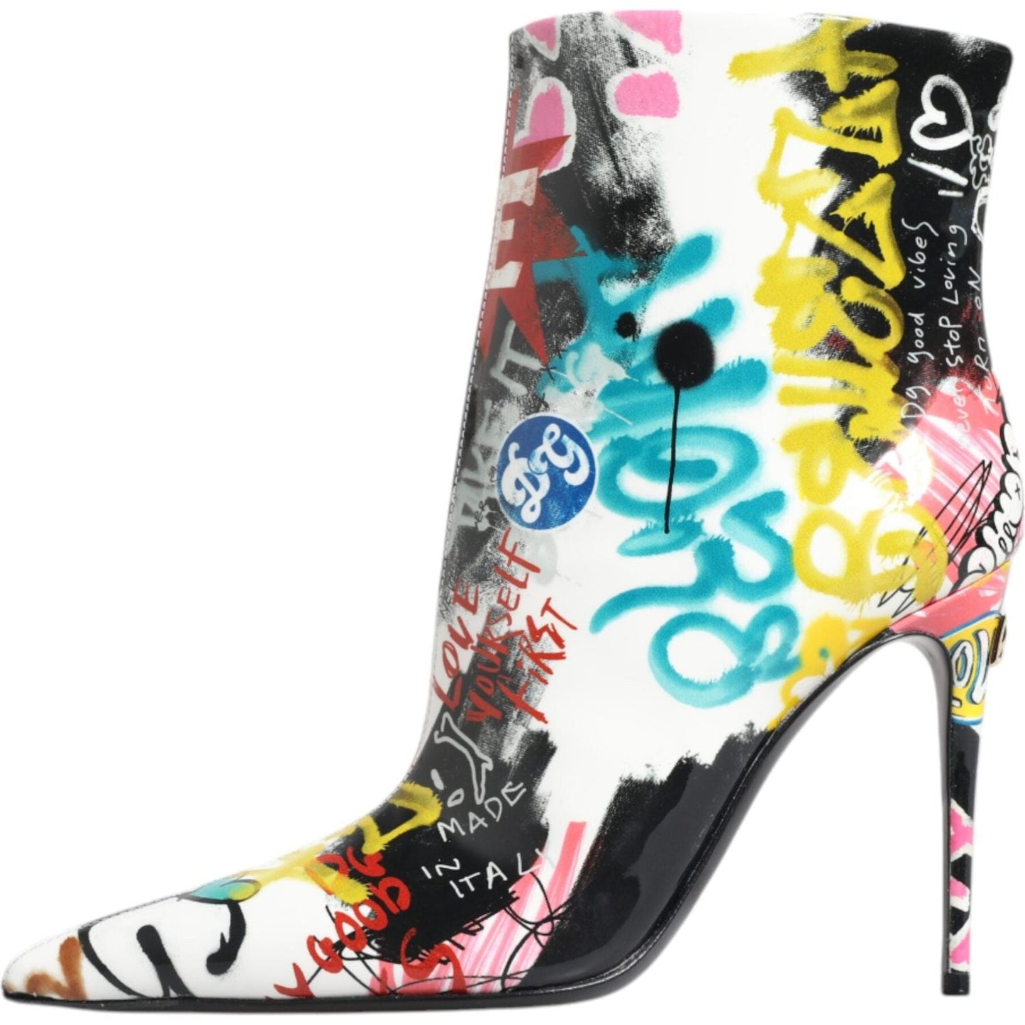 Dolce & Gabbana Multicolor Graffiti Keira Mid Calf Boots Shoes Dolce & Gabbana Dark Slate Gray