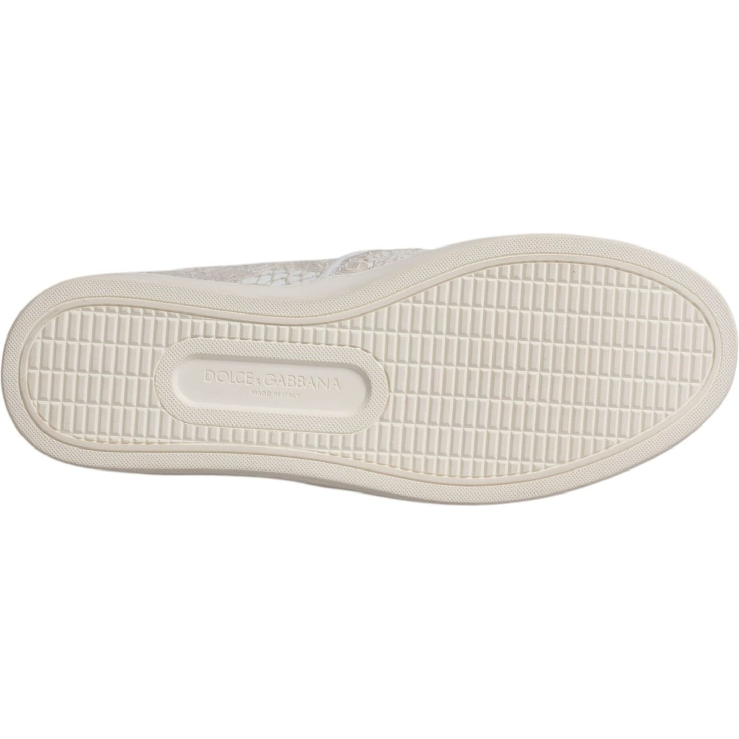 Dolce & Gabbana White Floral Lace Slip On Loafers Shoes Dolce & Gabbana Light Gray