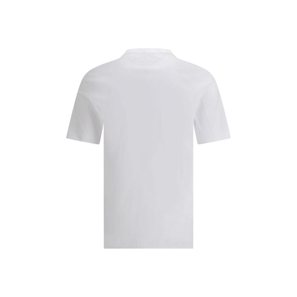 Back view of a white Brunello Cucinelli logoed cotton T-shirt, regular fit, showcasing clean and versatile design. Perfect for stylish comfort.