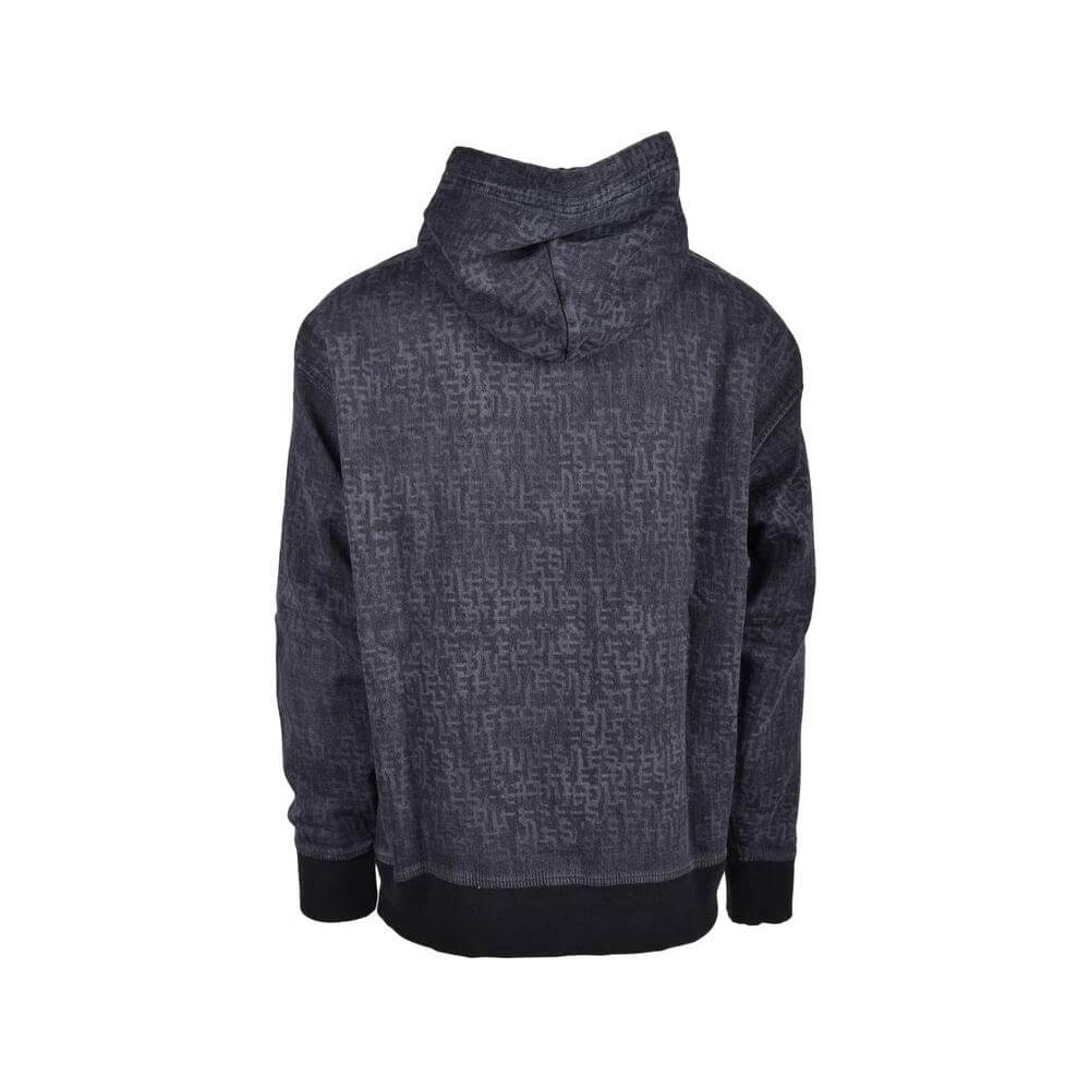 Back view of men's Diesel gray cotton capshirt sweatshirt, spring/summer collection, composed of 98% cotton and 2% spandex.