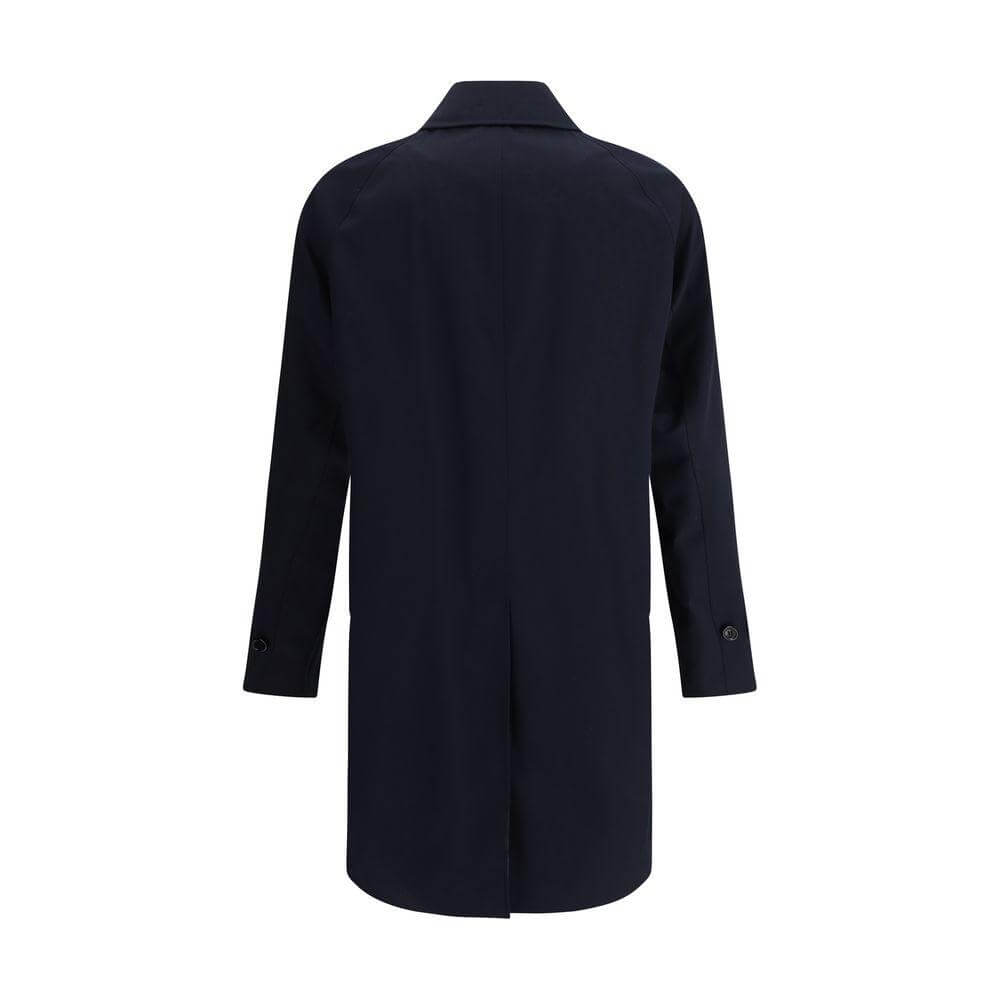 Back view of a Burberry Camden Coat featuring classic collar, button-flap closure, and Archivio Check lining.