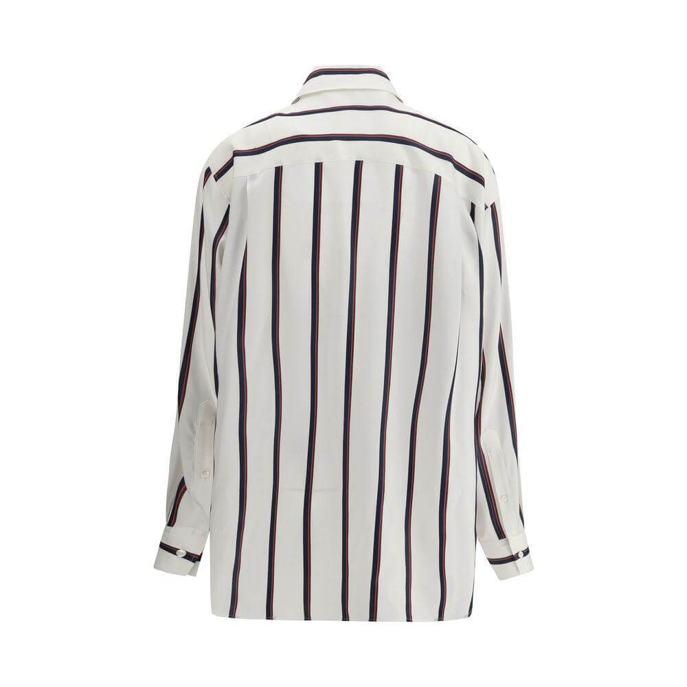 Alexander McQueen Silk Striped Shirt Alexander McQueen Light Gray