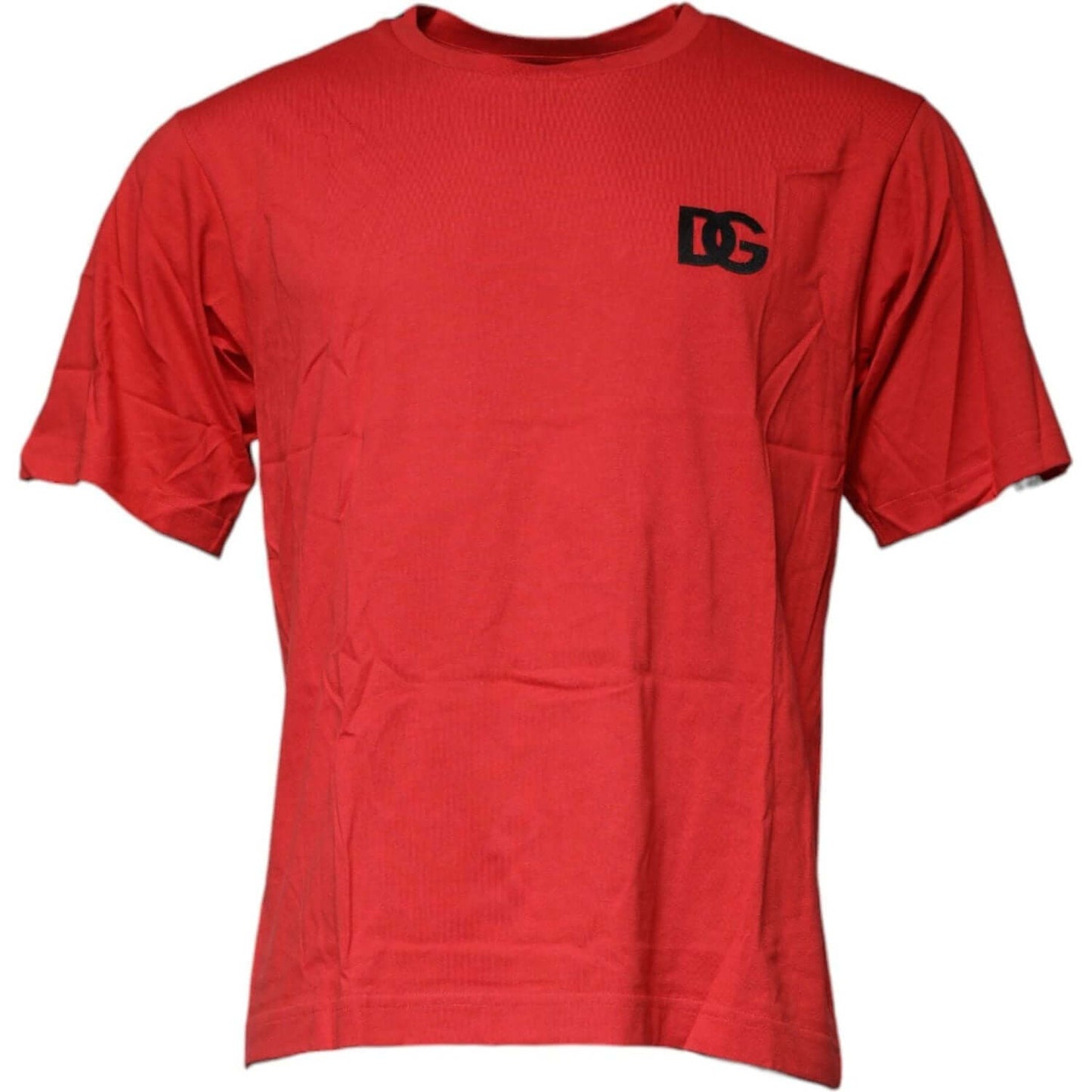 Dolce & Gabbana Red DG Logo Cotton Crew Neck T-shirt, short sleeve, regular fit, made in Italy.