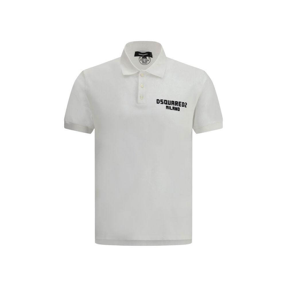 Dsquared² cotton tennis polo shirt with classic collar, buttons, and contrast monogram on front.