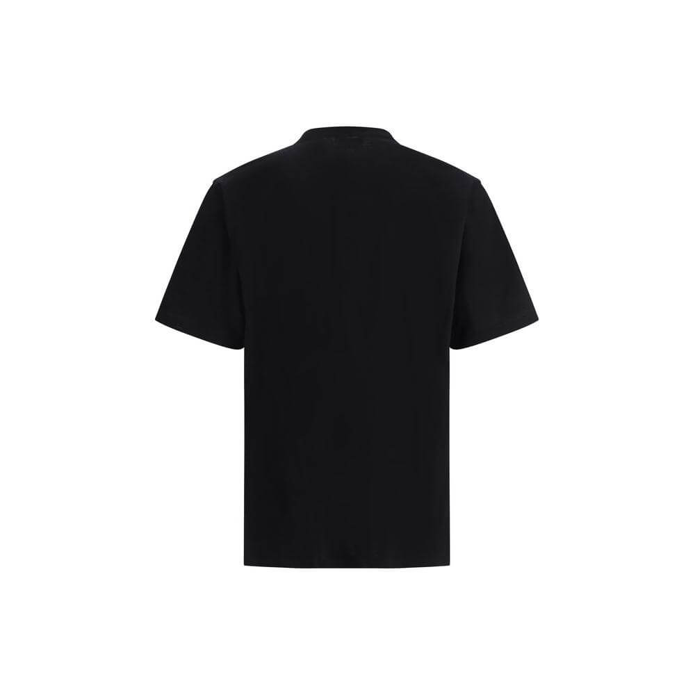 Back view of Alexander McQueen black cotton T-Shirt with ribbed crew neck and bold maxi print, showcasing modern style and comfort.