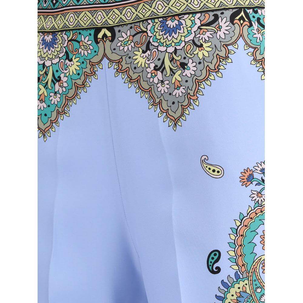 Etro Floral Print Pants Etro Light Steel Blue