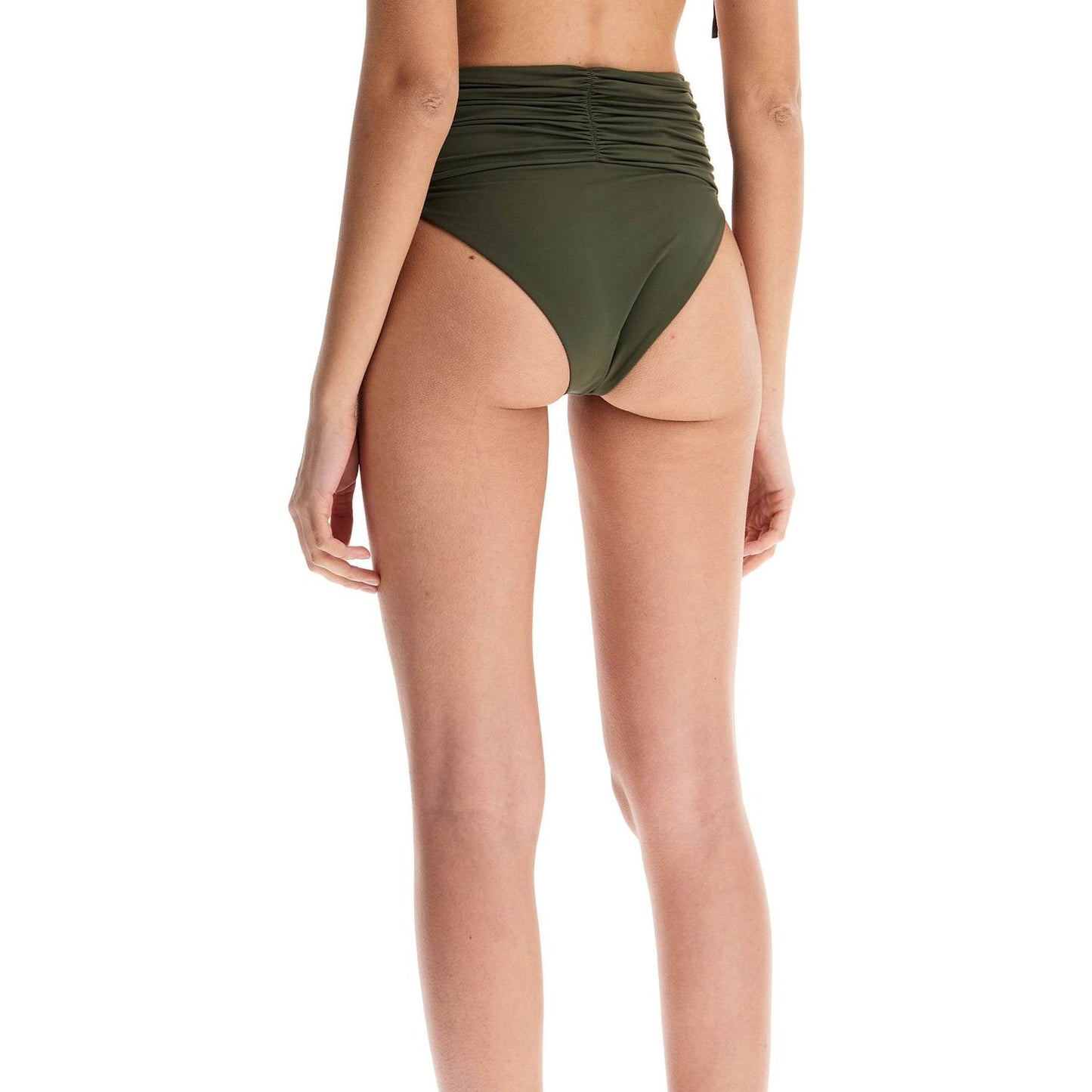 Magda Butrym high-waisted bikini bottom with flower-shaped clip.