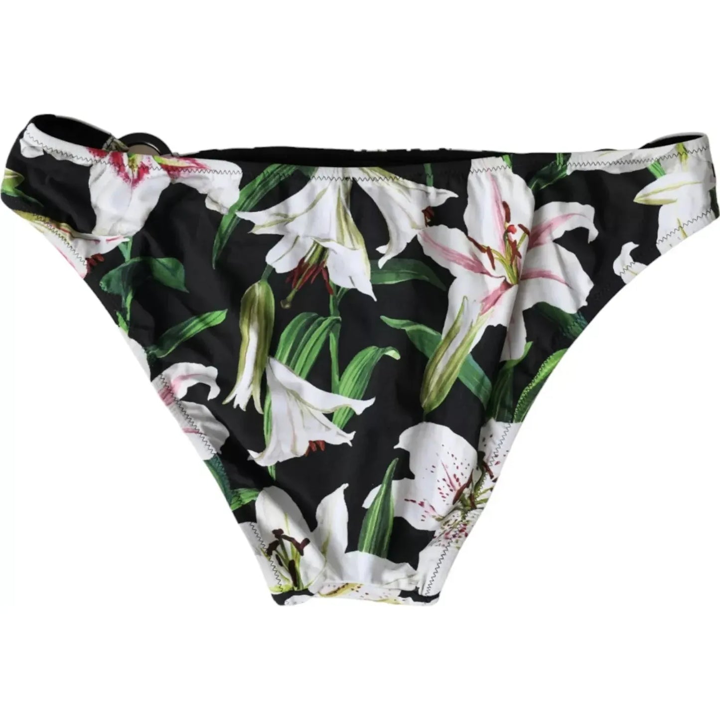 Dolce & Gabbana Black Lily Print Swimwear Bottom Beachwear Bikini Dolce & Gabbana Light Gray