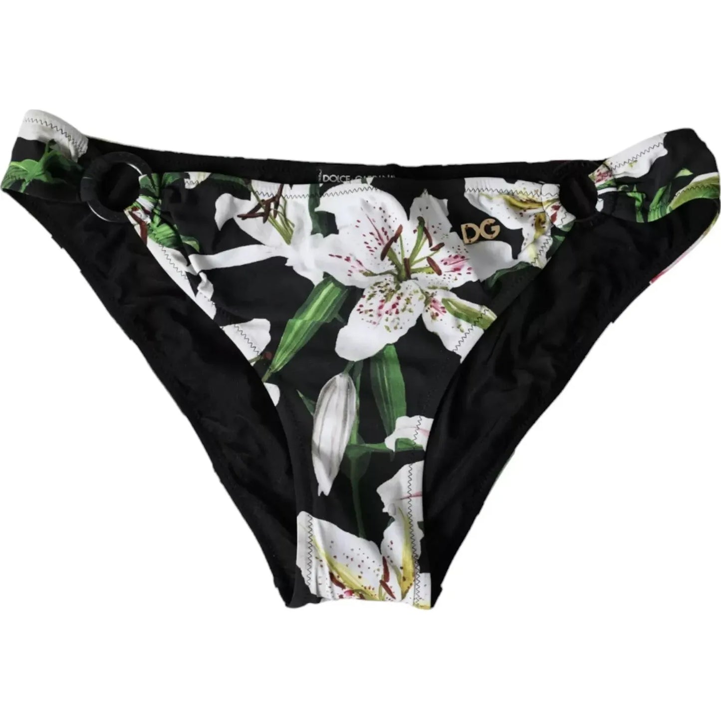 Dolce & Gabbana Black Lily Print Swimwear Bottom Beachwear Bikini Dolce & Gabbana Black