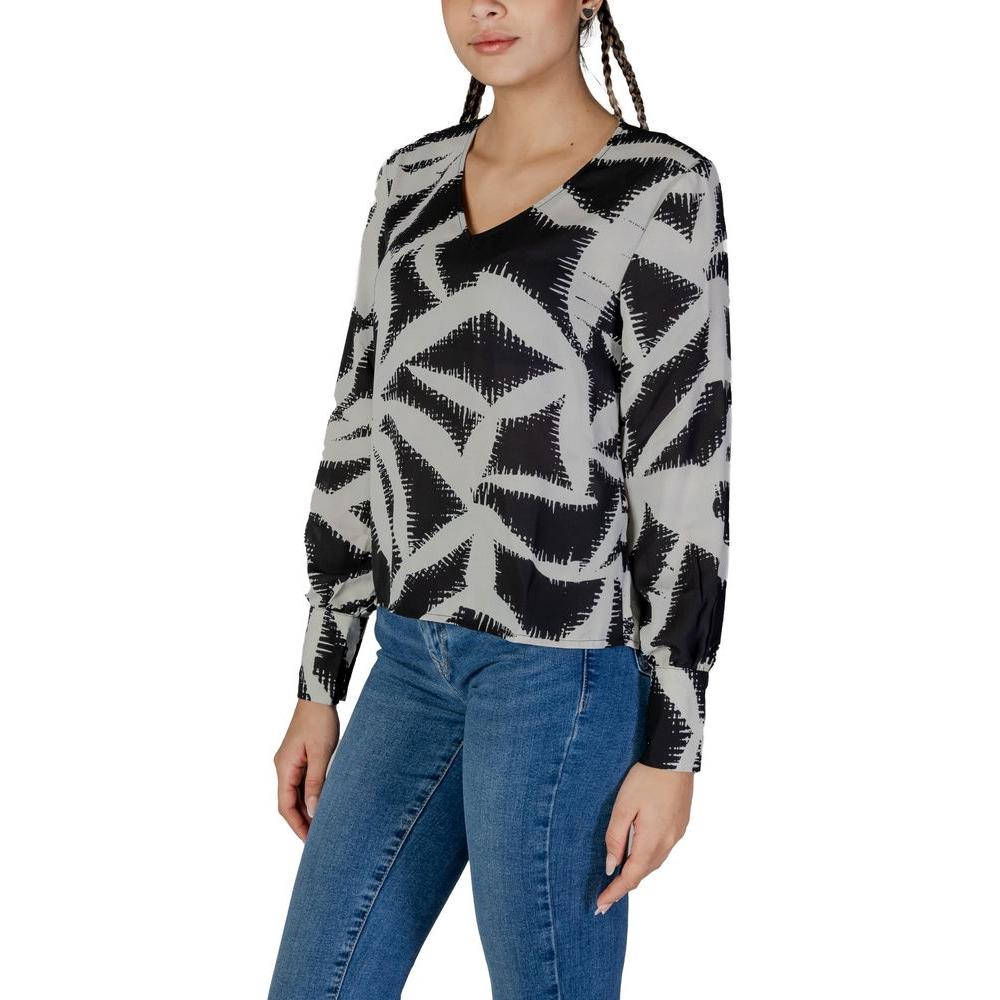 Jacqueline De Yong Black Recycled Polyester Shirt Jacqueline De Yong Dark Gray