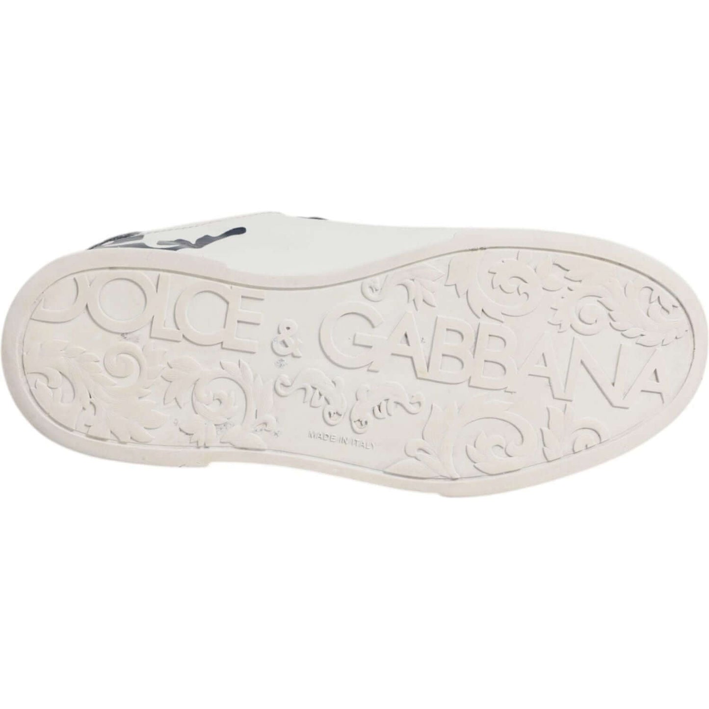 Dolce & Gabbana White Blue Leather Crown Milano Sneakers Shoes