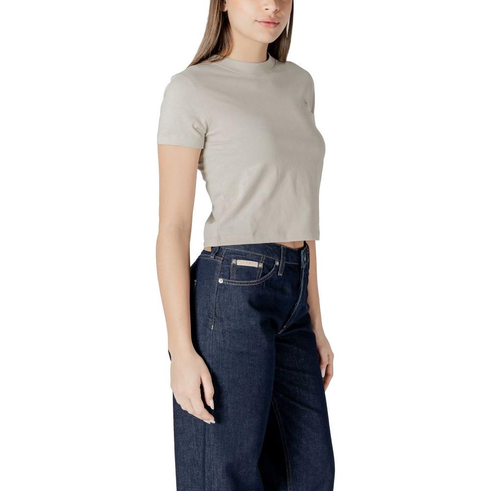 Calvin Klein Jeans Beige Cotton Tops & T-Shirt Calvin Klein Jeans Dark Slate Gray