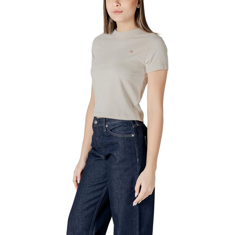 Calvin Klein Jeans Beige Cotton Tops & T-Shirt Calvin Klein Jeans Gray