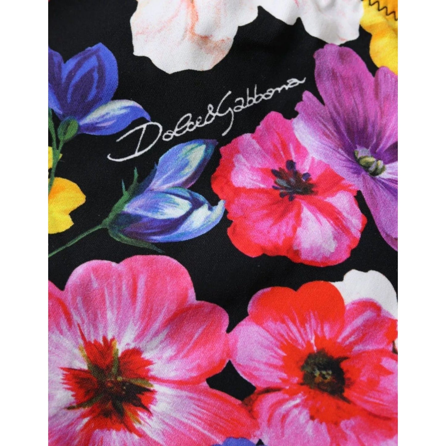 Dolce & Gabbana Black Floral Print Swimsuit Bikini Bottom Swimwear Dolce & Gabbana Dark Slate Gray