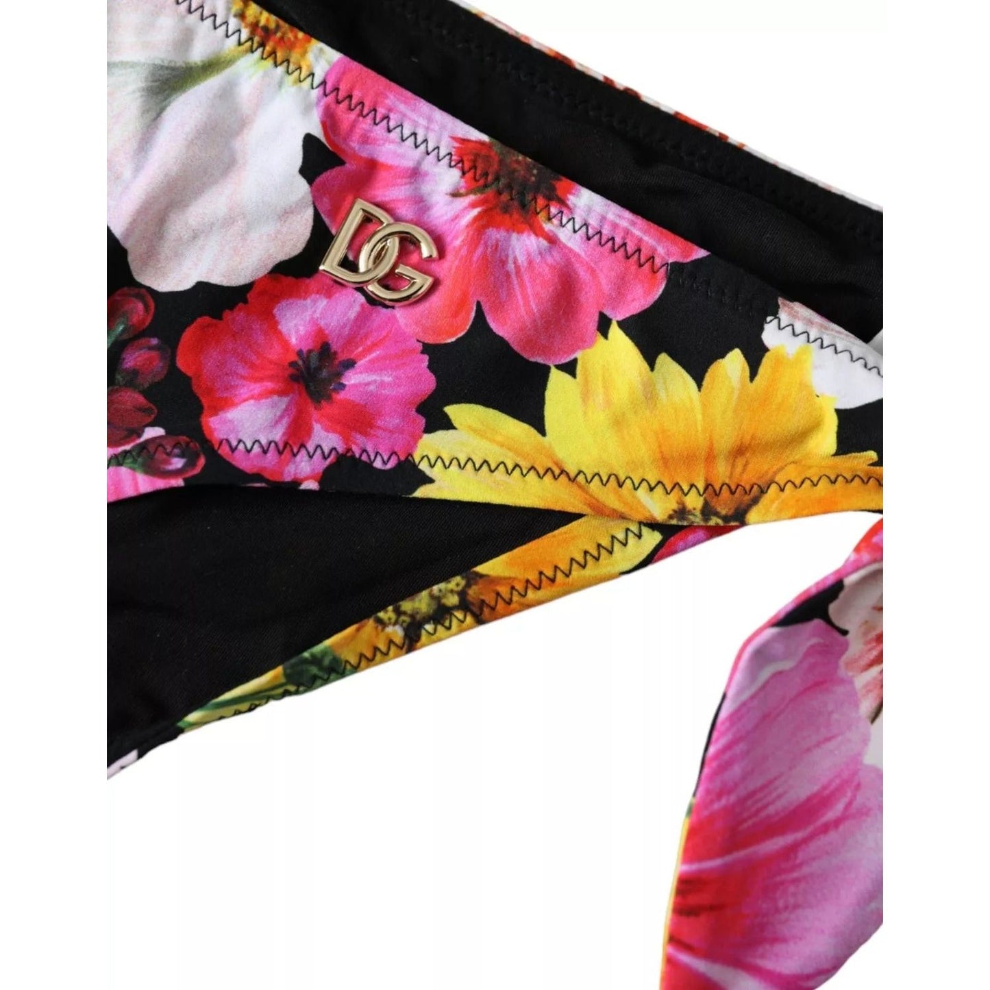 Dolce & Gabbana Black Floral Print Swimsuit Bikini Bottom Swimwear Dolce & Gabbana Black
