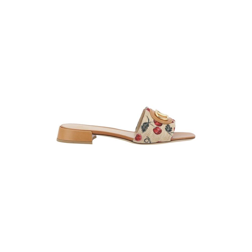 Valentino Garavani Cherry jacquard fabric Sandals Valentino Garavani Tan