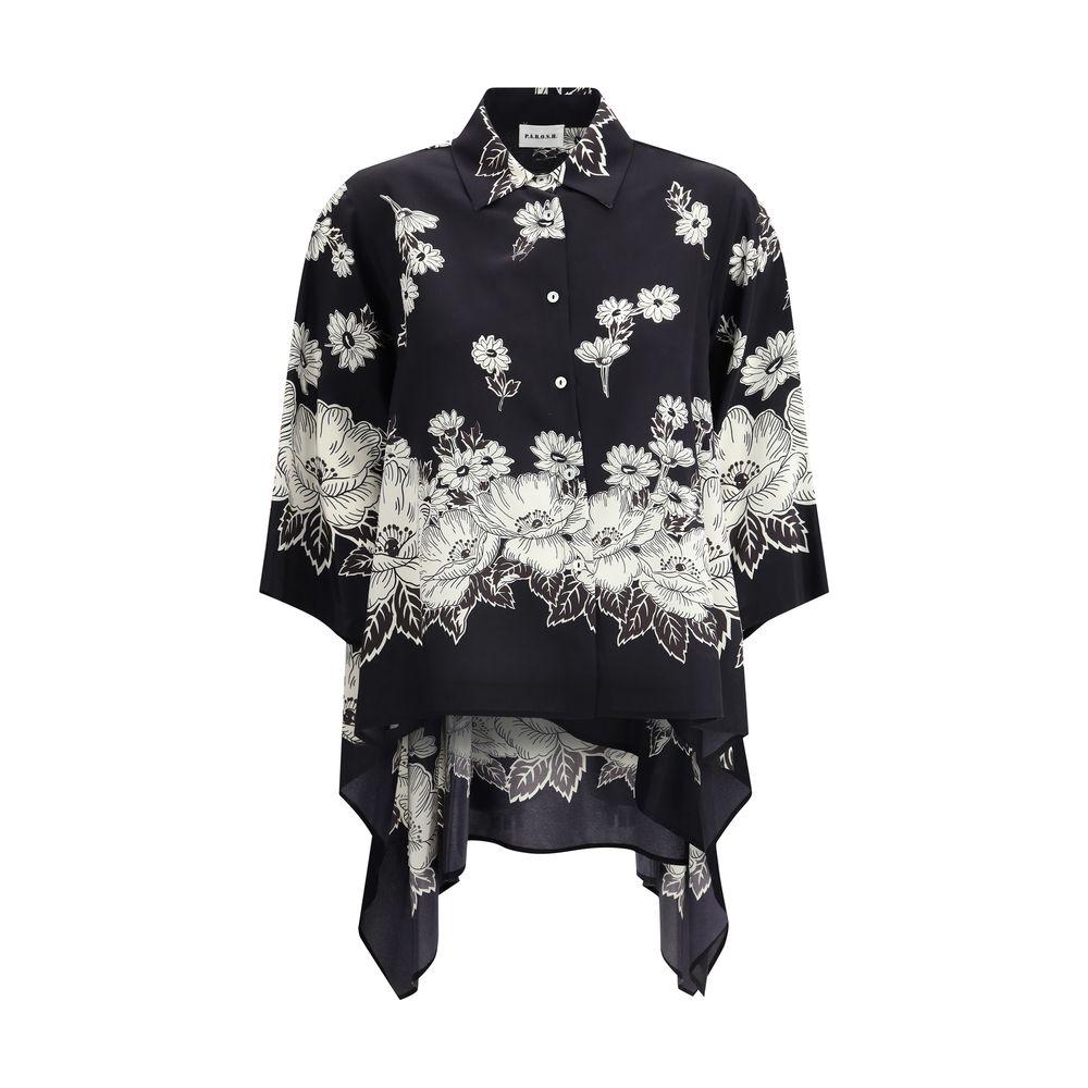 P.A.R.O.S.H. Asymmetric Floral print Shirt P.A.R.O.S.H. Light Gray