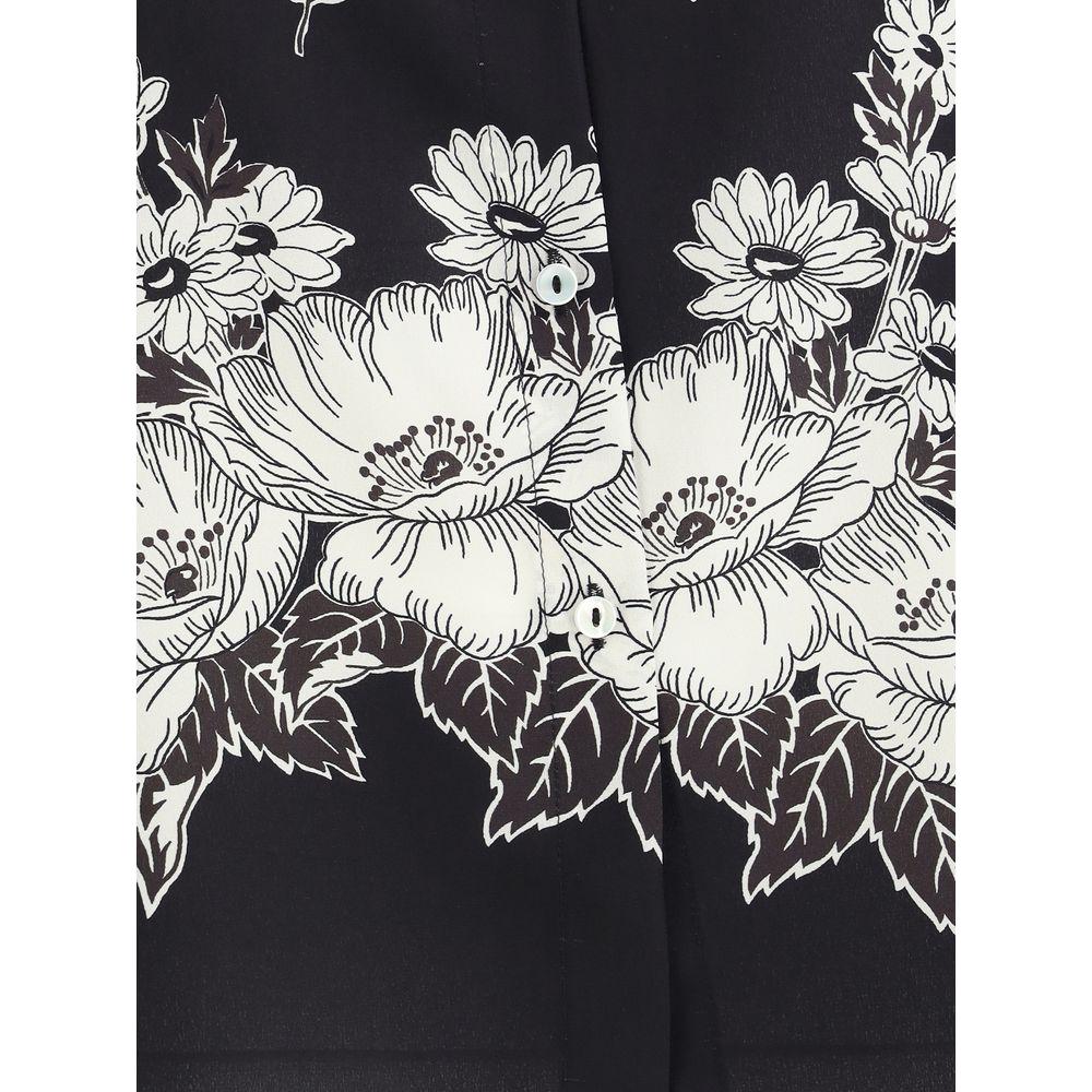 P.A.R.O.S.H. Asymmetric Floral print Shirt P.A.R.O.S.H. Dark Slate Gray