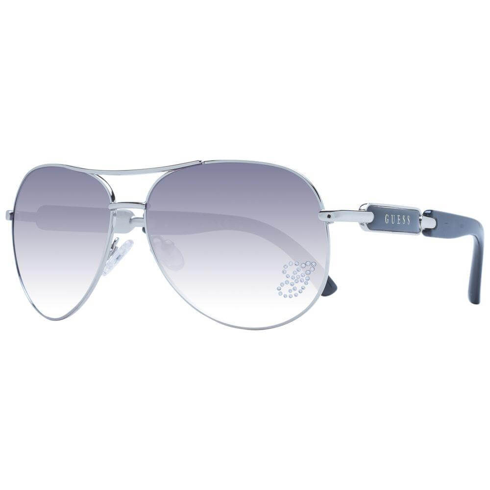 Guess Silver Women Aviator Sunglasses with Grey Gradient Lenses and Metal Full-Rim Frame - 100% UVA/UVB Protection