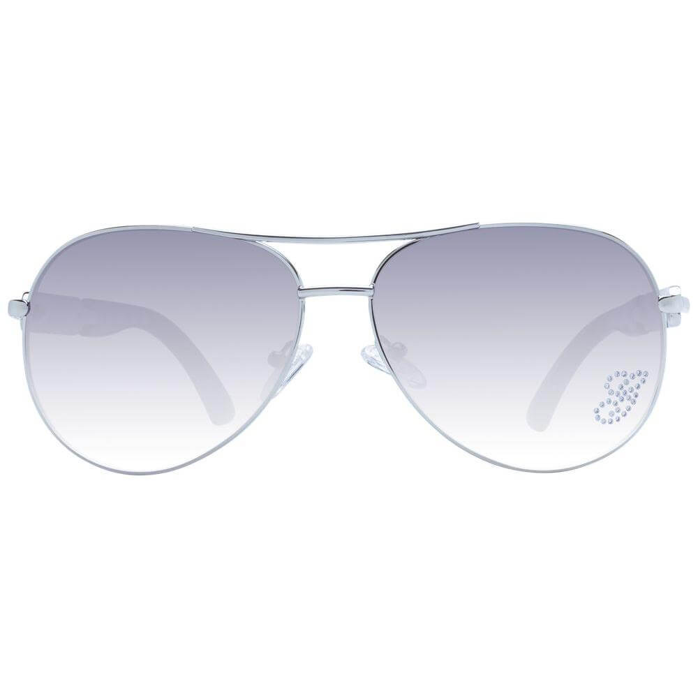 Guess Silver Women's Aviator Sunglasses with Grey Gradient Lenses, Metal Frame, 100% UVA & UVB Protection, Size 60-14-135