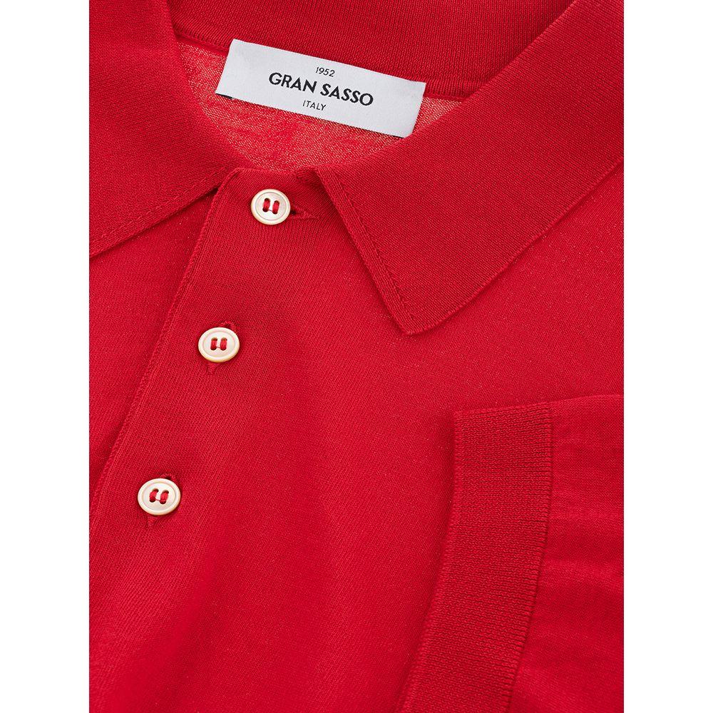 Gran Sasso Elegant Italian Cotton Polo Shirt in Vibrant Red Gran Sasso Firebrick