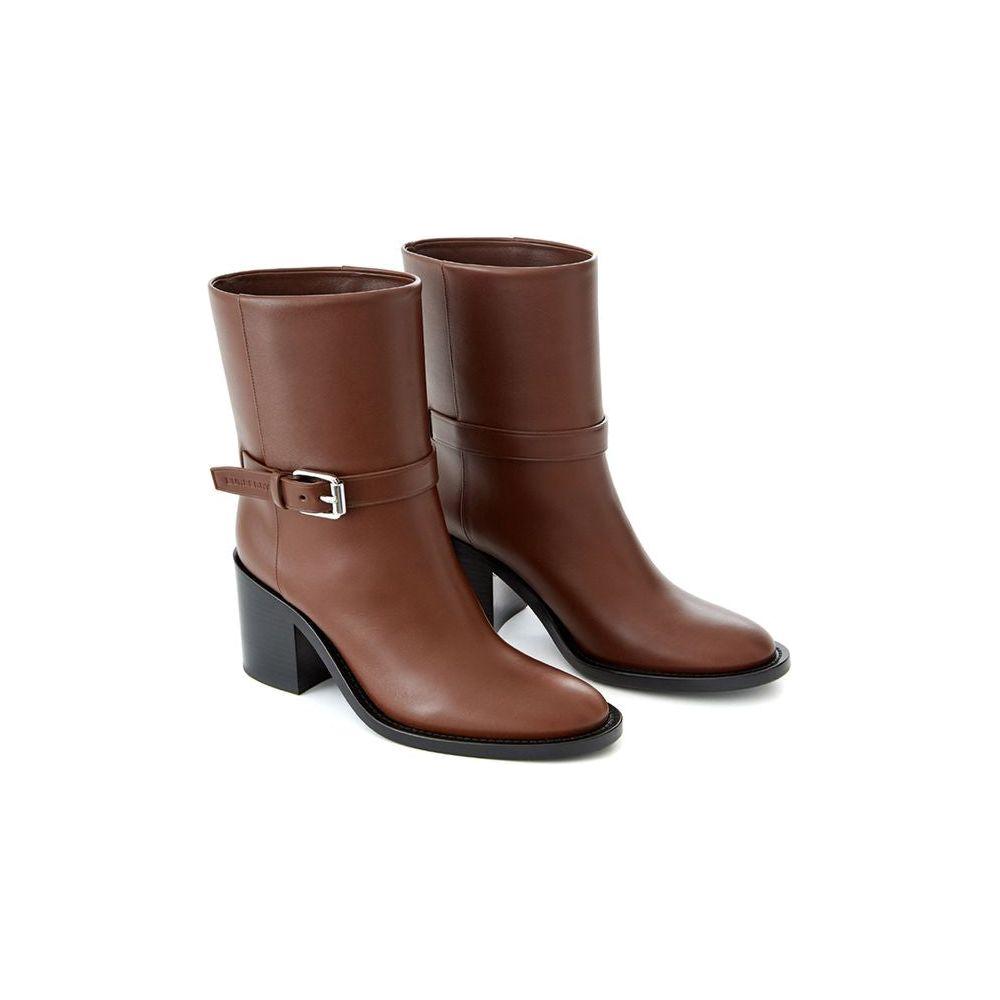 Burberry Brown Leather Boot Burberry Dark Olive Green