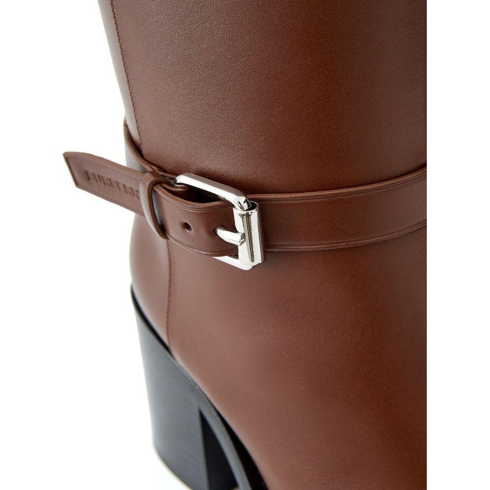 Burberry Brown Leather Boot Burberry Dark Olive Green