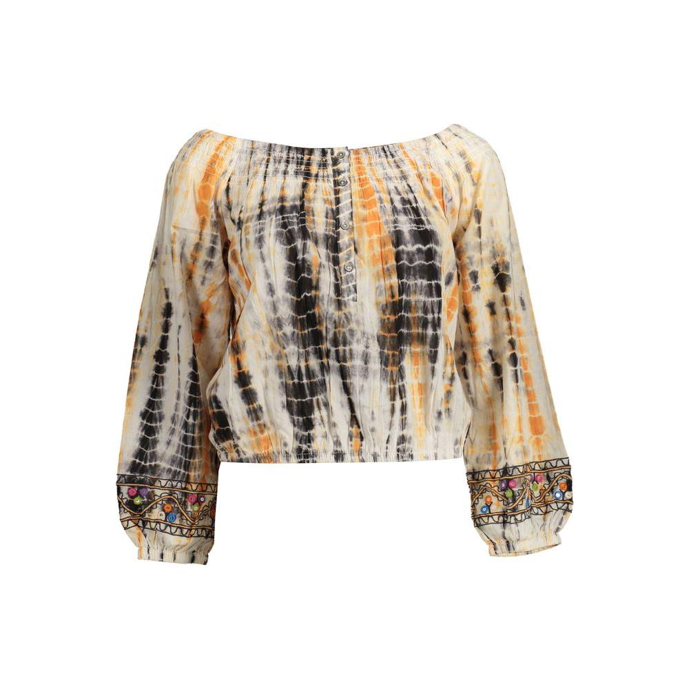 Desigual Beige Cotton Women Top Desigual Rosy Brown