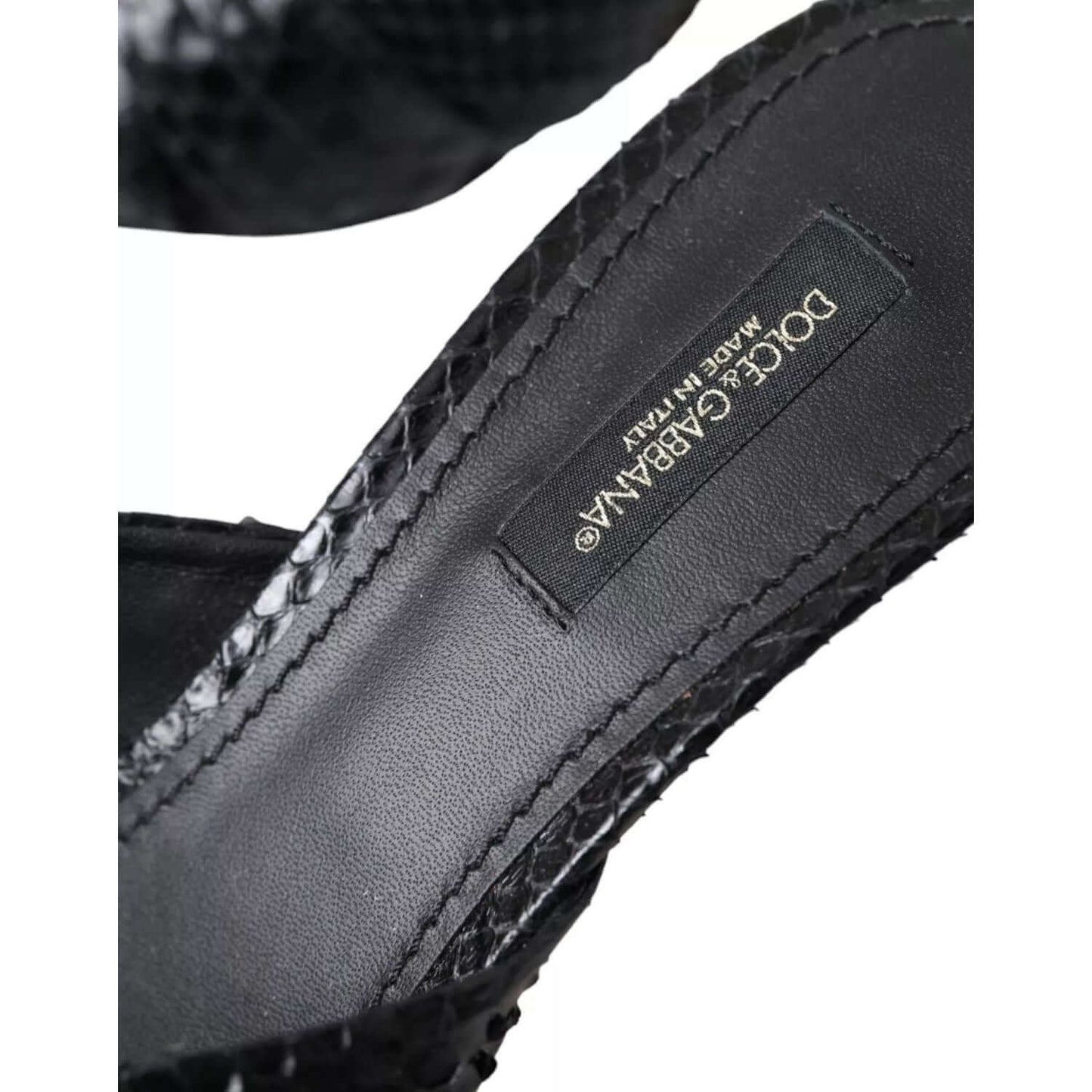 Dolce & Gabbana Black Python Leather Heels Slides Shoes Dolce & Gabbana Dark Slate Gray