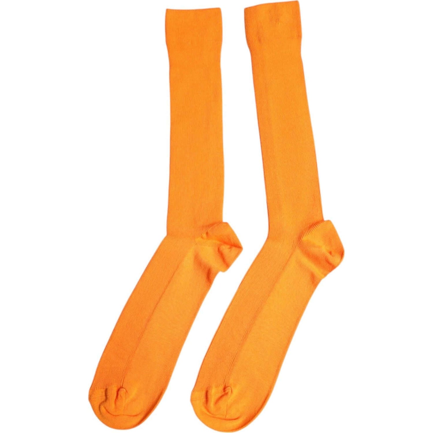 Dolce & Gabbana orange cotton over the calf socks with logo, men's fashion, luxury Made in Italy footwear.