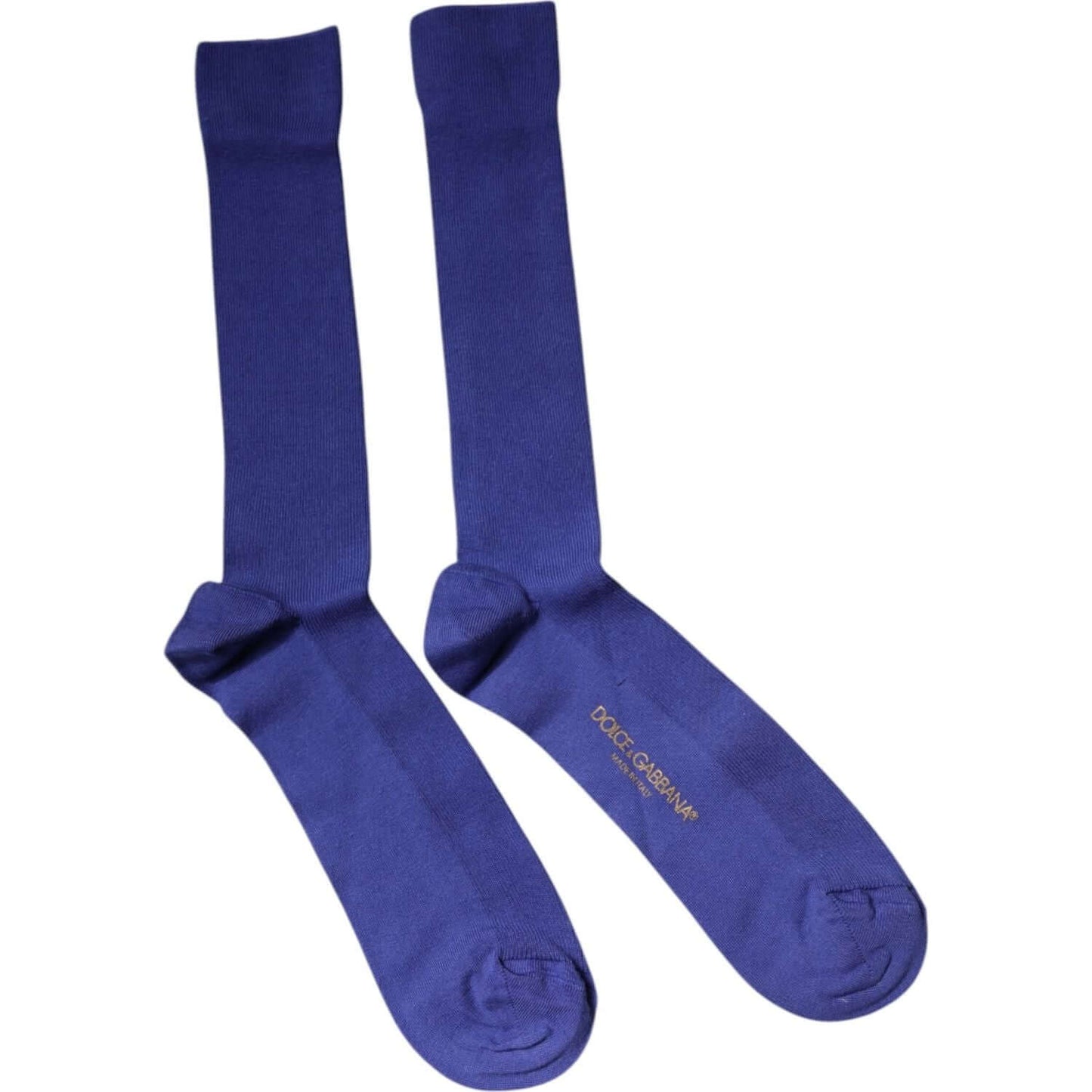 Dolce & Gabbana purple over the calf cotton socks with logo, men's fashion accessory, made in Italy.
