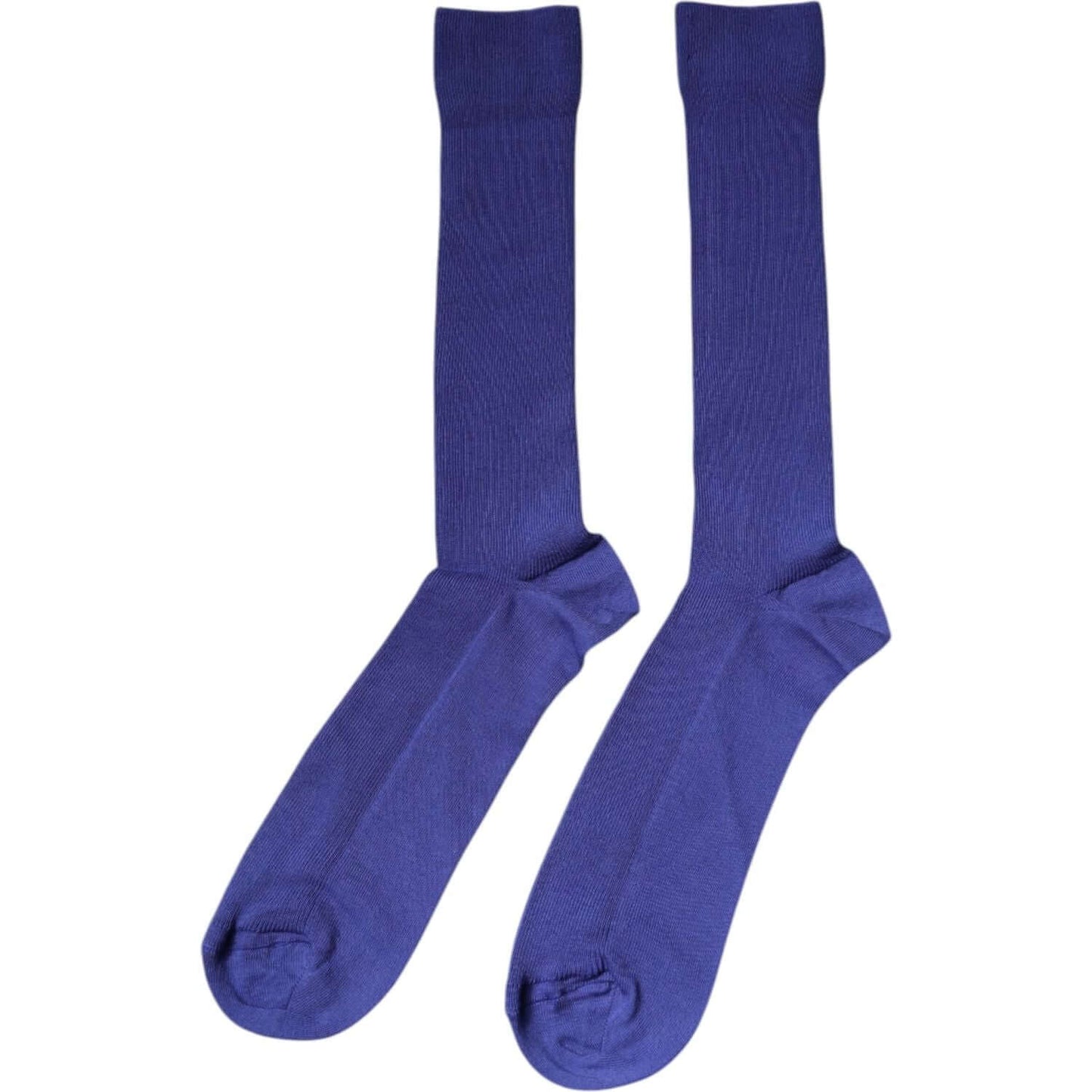 Dolce & Gabbana purple cotton over the calf socks with logo, made in Italy, men's fashion accessory.