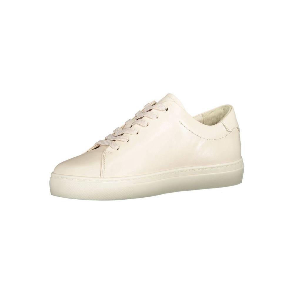 Tommy Hilfiger Beige Leather Women Sneaker Tommy Hilfiger Antique White